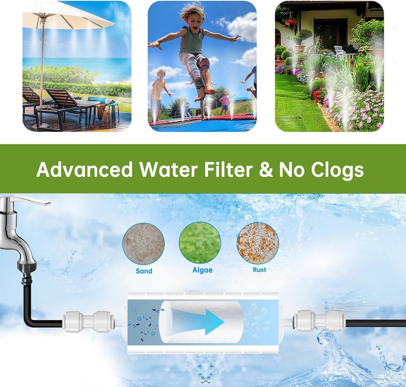 Funpynani 30FT Outdoor Misting Cooling System‌ - Patio Garden Kit with ‌Brass Nozzles & UV Tubing‌, DIY Install for ‌Pool, BBQ, Greenhouse‌, Water-Saving High Pressure Cooler - Image 4